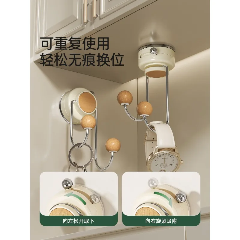 log color suction cup hook, coat hook behind the door, cream wind non-punching wall non-falling non-marking adhesive hook
