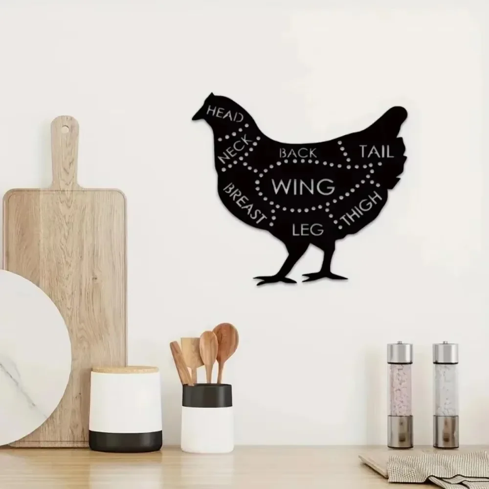 CIFBUY Vintage Butcher Shop Rooster Iron Wall Art Metal Sculpture Farmhouse Hanging Decor Kitchen Gift Ornament Plaque