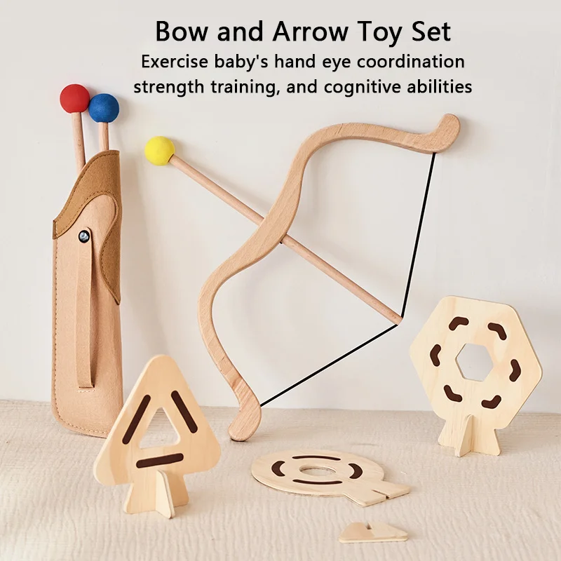

Baby Outdoor Sports Toys with 3 Suction Cup Arrows 3 Targets Kids Bow and Arrow Set Wooden Archery Toy Baby Finger Fine Movement