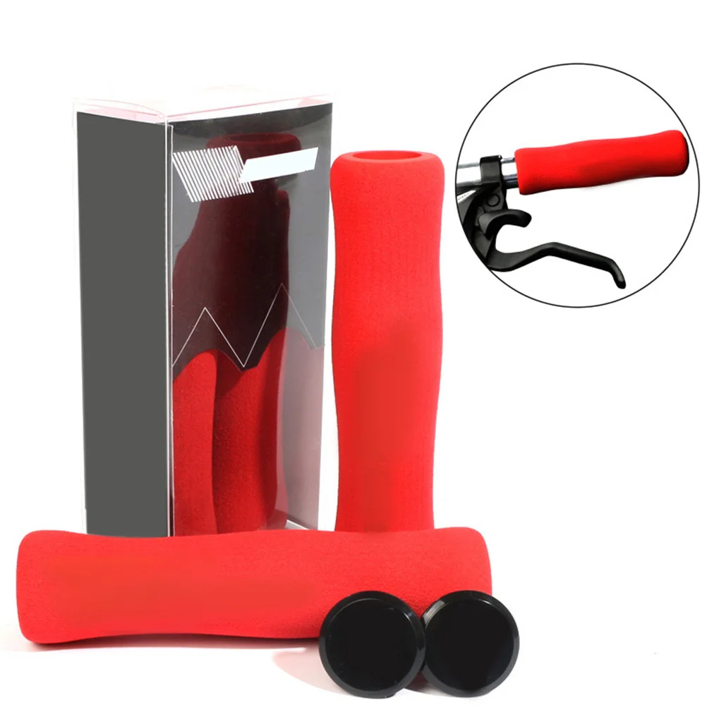 

1Pair Sponge Handlebar Grips High Density Elastic Sponge Anti Slip Comfortable Bike Handlebar End Grips Red