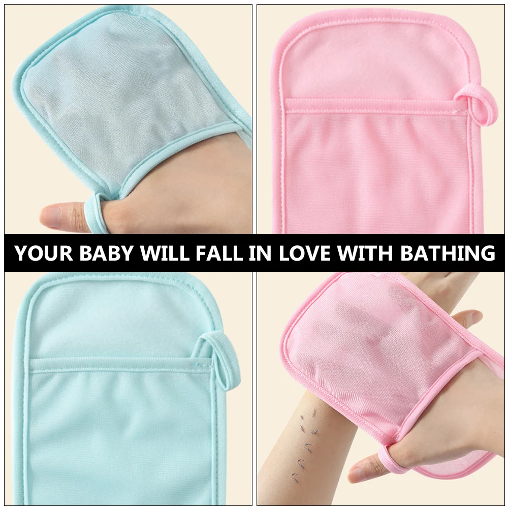 

4pcs Mitts Baby Bath Mitt Reusable Kids Washcloth Cotton Gloves Body Infant Care Bath Accessories