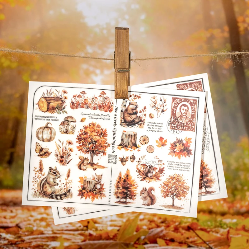 Aesthetic Rub On Stickers Tree Forest Plant Leaves Vintage Transfer Sticker Supplies For Junk Journal Scrapbooking Deco Material