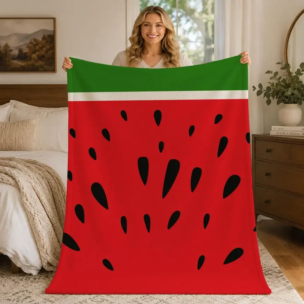 Vibrant Watermelon Slice Throw Blanket Cozy Bed Decor Summer Picnic Pattern Plush Throw for Couch
