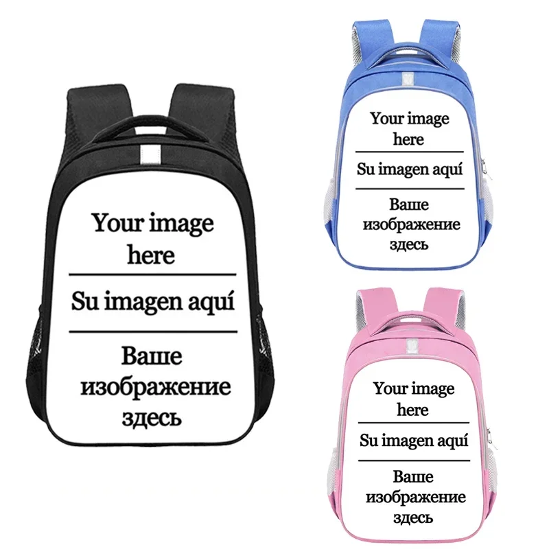 Customize the Image Logo canvas Backpack Women Men Travel Bags Children School Bags Boys Girls Book Bag kids Gift Backpacks