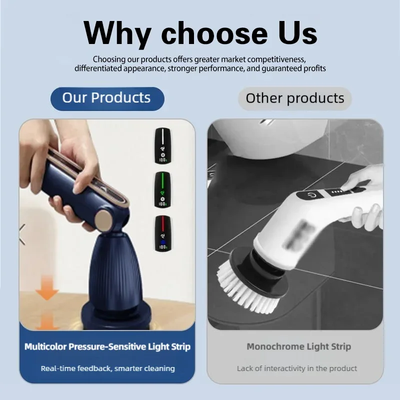 TINSOL 7-in-1 cordless electric cleaning brush 2000 mAh, retractable smart induction variable speed electric cleaning brush