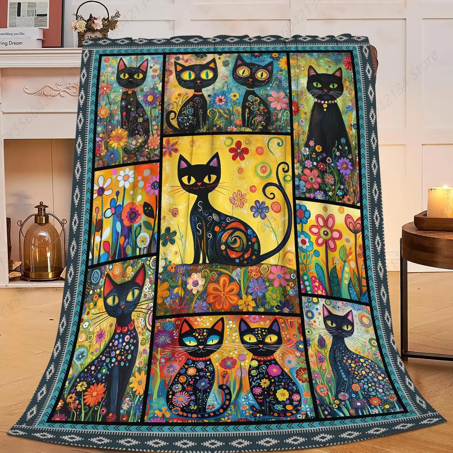 

Одеяло с котами, черное одеяло с котом, мягкое, уютное, теплое, нечеткое флисовое, легкое, плюшевое, с декором в виде кошек, подарки для влюбленных мужчин WomaN