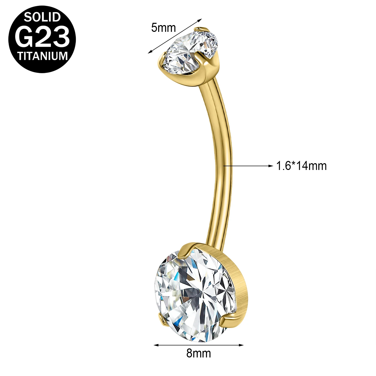 Women's G23 Titanium Belly Button Ring with CZ Crystal