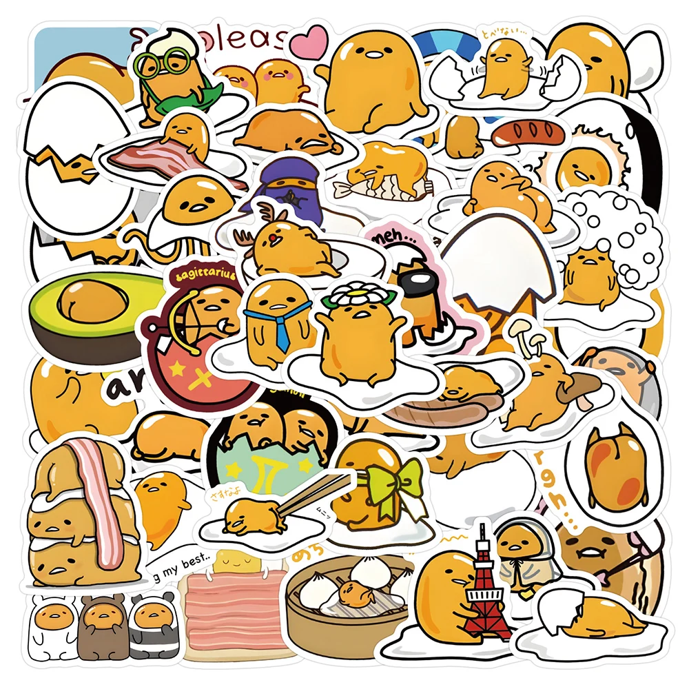 10/30/50pcs Funny Gudetama Cartoon Stickers Aesthetic Decorative Stationery Phone Case Planner Waterproof Cute DIY Decals Toys