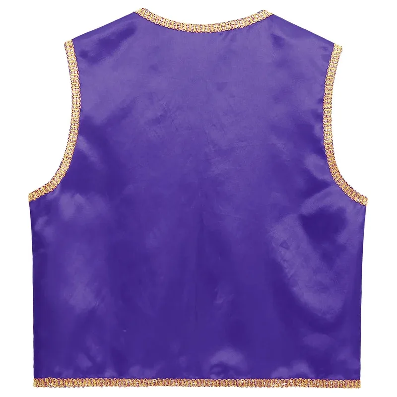 WU01 Mens Festival Vest 아랍 프린스 이스트 술탄 코스프레 의상 오픈 프론트 자켓 골드 테두리 할로윈 아라비안 역할 PlayinJk5 *!