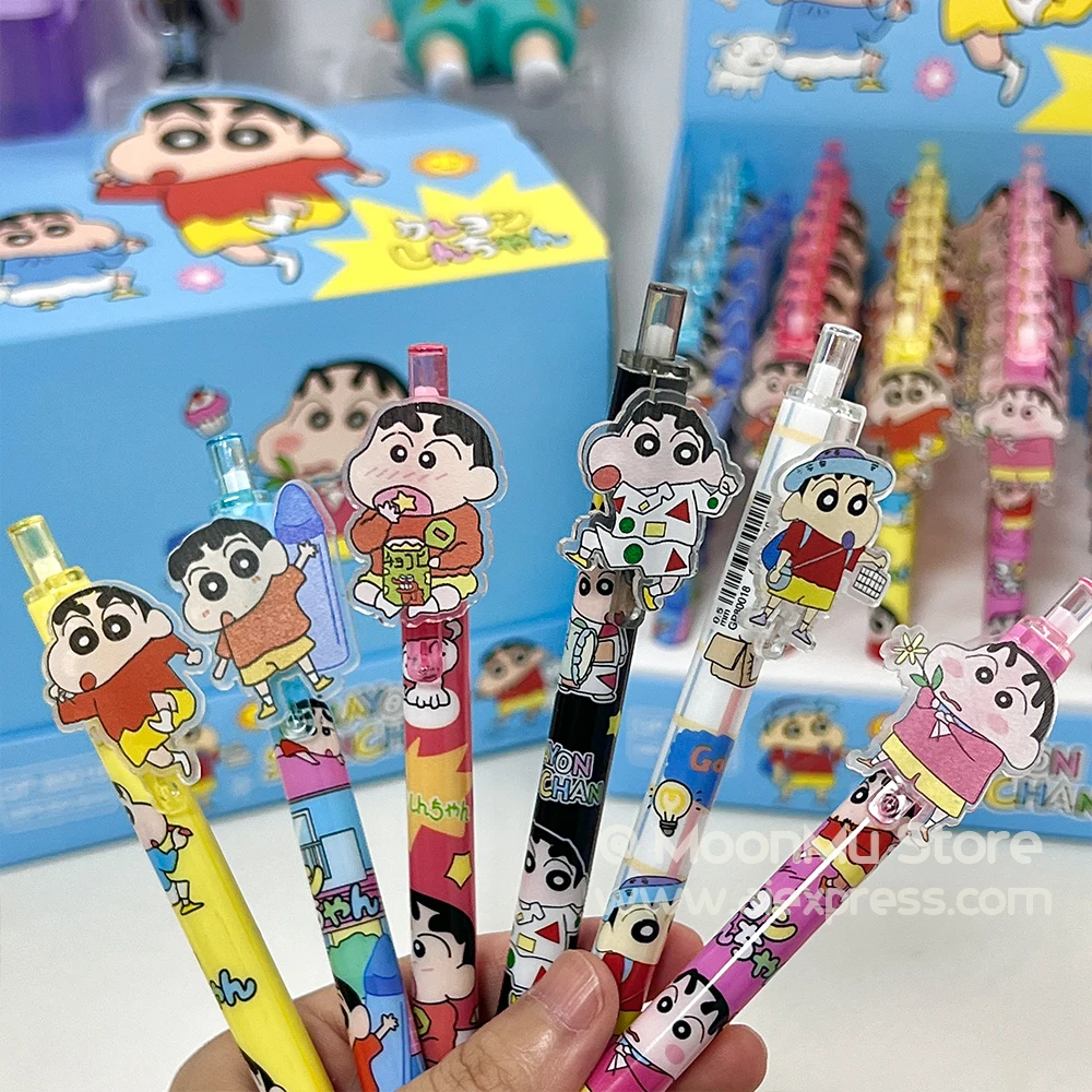 

6Pcs Kawaii Crayon Shin-Chan Gel Pens Cartoon 0. 5Mm Black Ballpoint Pen Study Stationery Office Writing Tool Girls Gifts