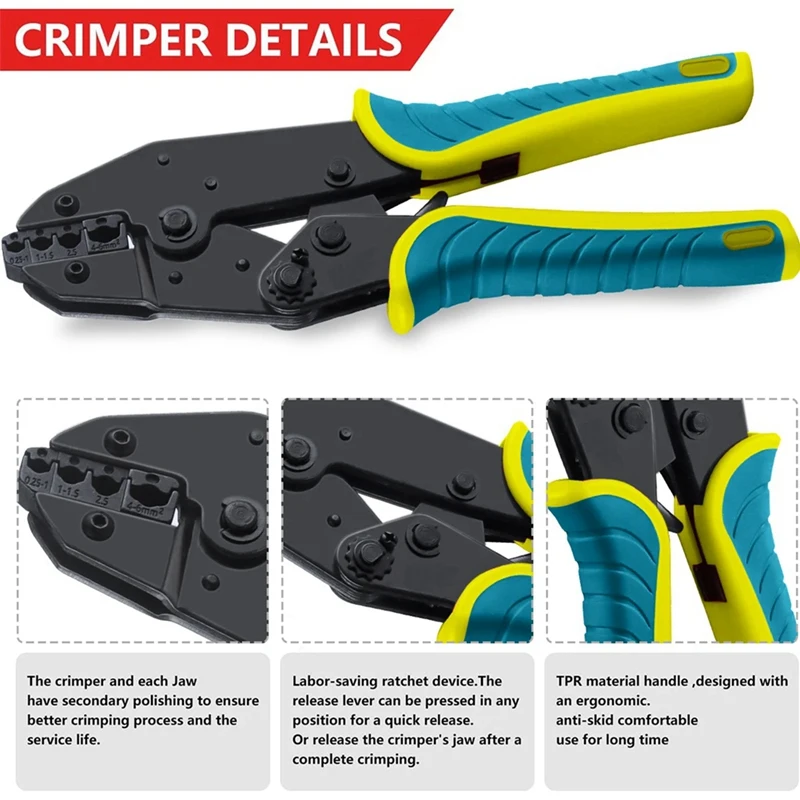 Crimping Pliers Clamp Tools Cap/Coaxial Cable Terminals Kit 9Inch 40J Multi Functional Carbon Steel Hand Tool Easy To Use