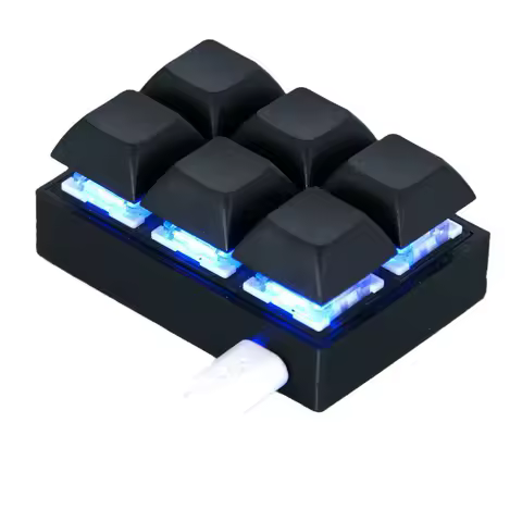 2/6 Keys Keyboard USB Custom Programmable Macro Keypad Switch One-key Blue Keys Keyboard Mini Mechanical Shortcut