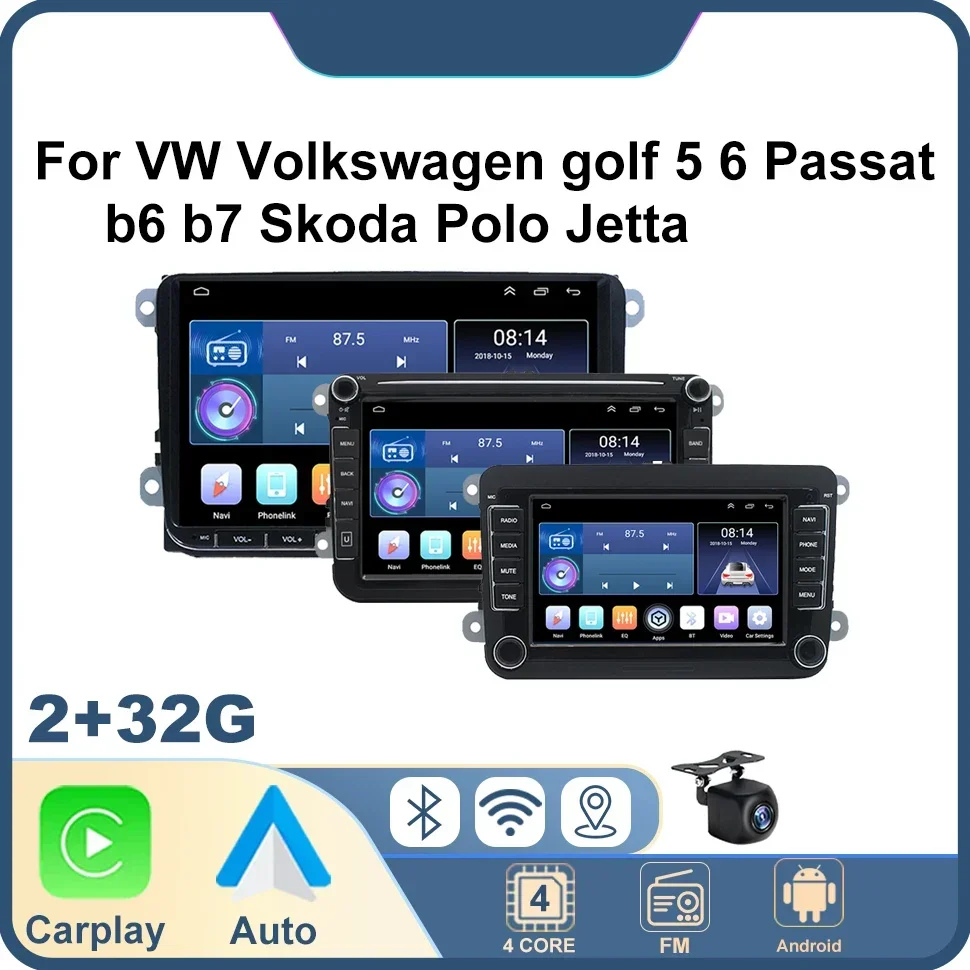 

2 Din Android Carplay 7/8/9 "автомобильный радиоприемник мультимедийный плеер для VW Volkswagen Skoda Octavia Golf 5 6 Touran Passat B6 Polo Jetta