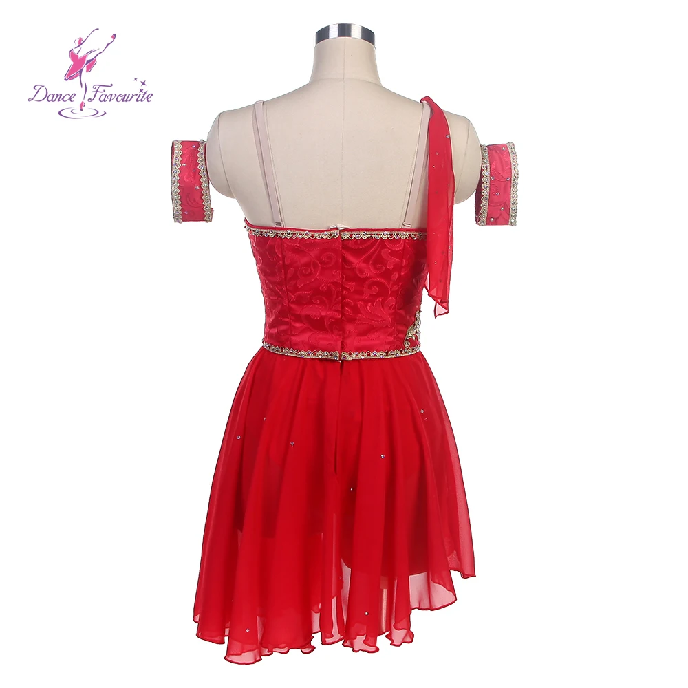 B23051 Red Diana and Acteon Variation Ballet Dance Costume Red Dress with Gold Trim