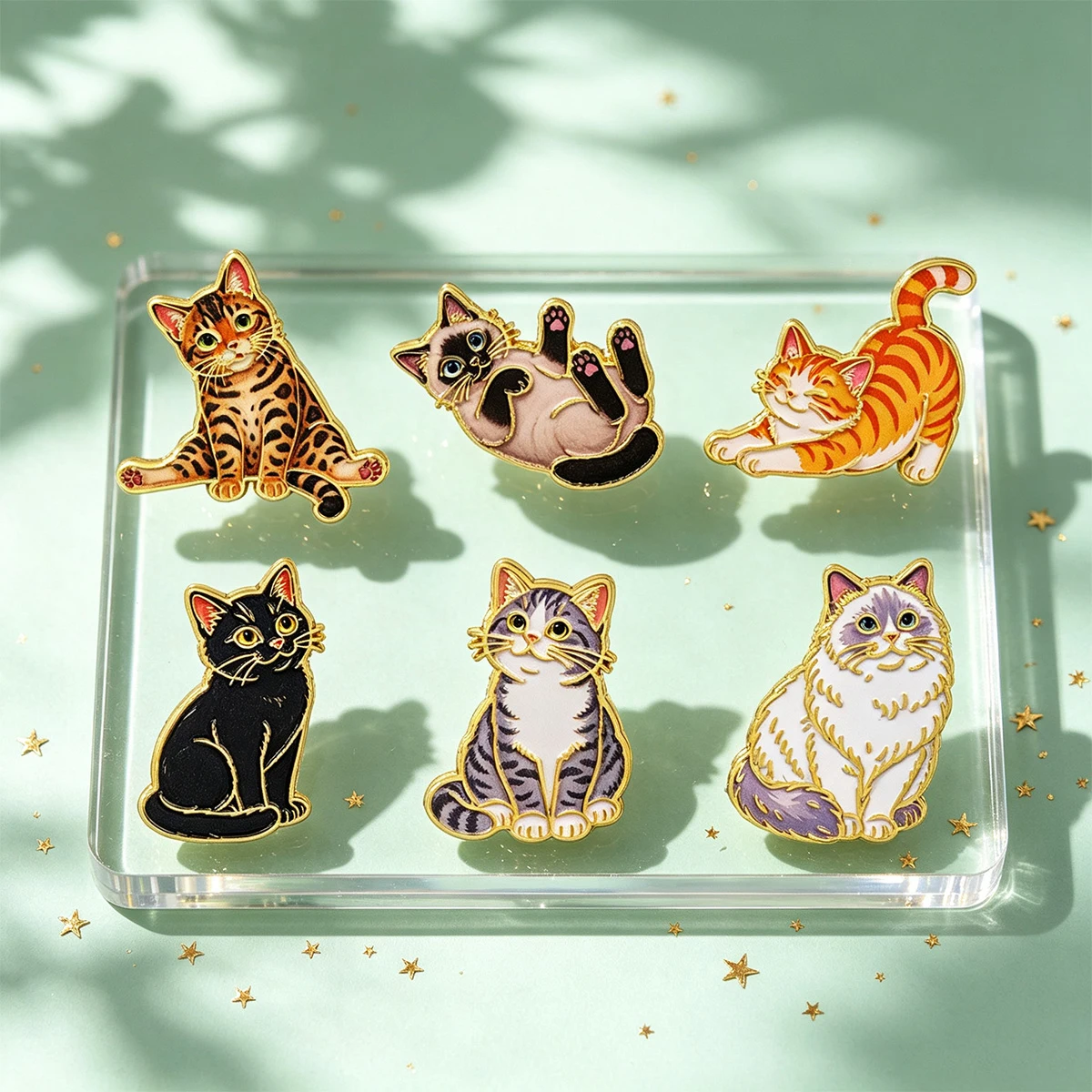 6pcs/Set Sweet Cute Cat Enamel Pin Multi Breed Cat Brooch Pines Lapel Pins Badge on Backpack Costume Accessories Jewelry Gifts