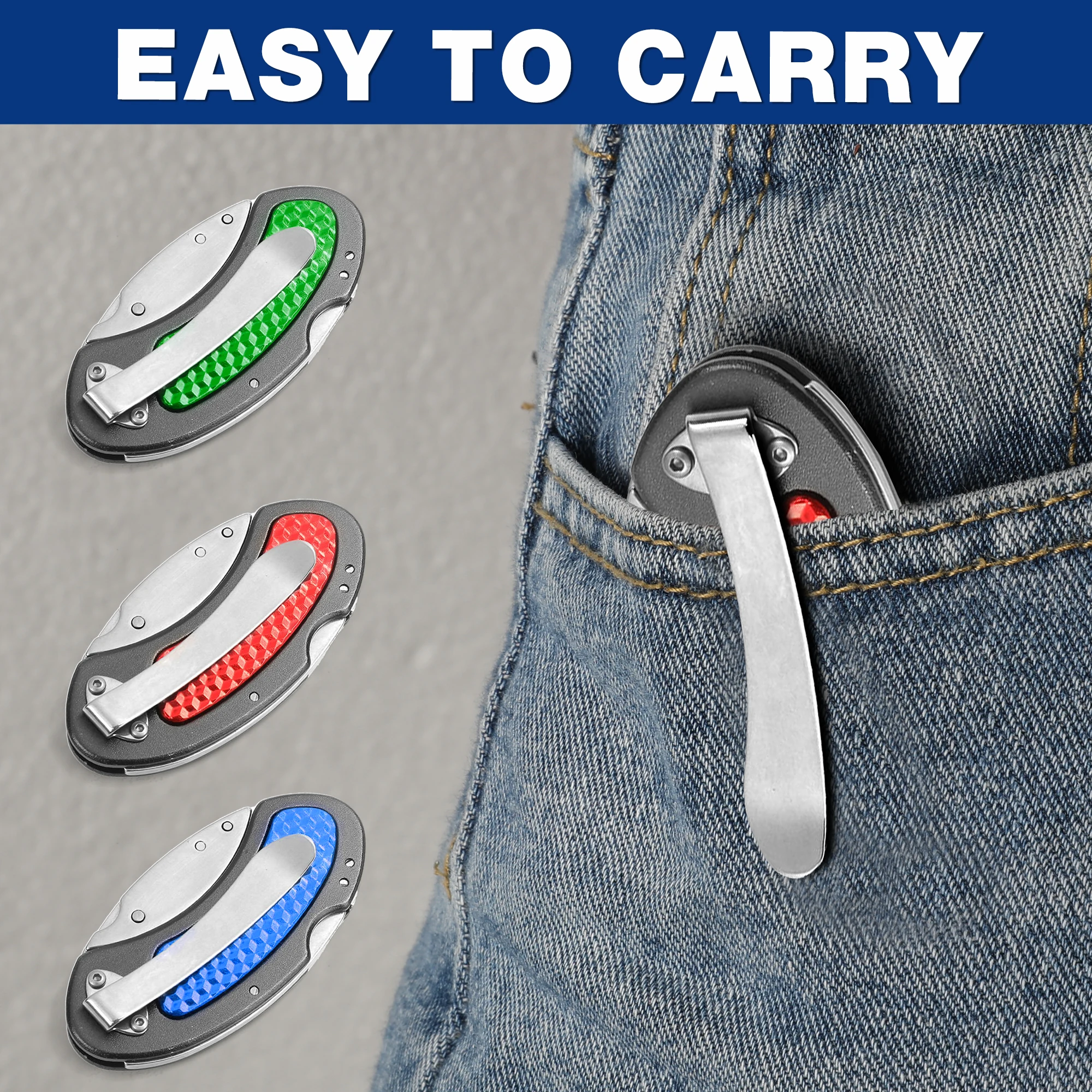 Punta KPRO-Mini couteau pliant en aluminium, ensemble de couteaux utilitaires en acier inoxydable avec 10 couteaux de poche de voyage en plein air