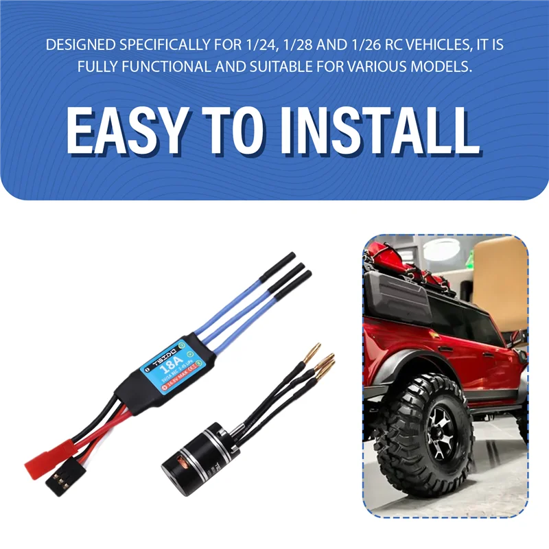 

YSIDO Mini 1525 5800KV Brushless Motor 18A Electronic Speed Controller For 1/24 1/28 1/26 RC Car
