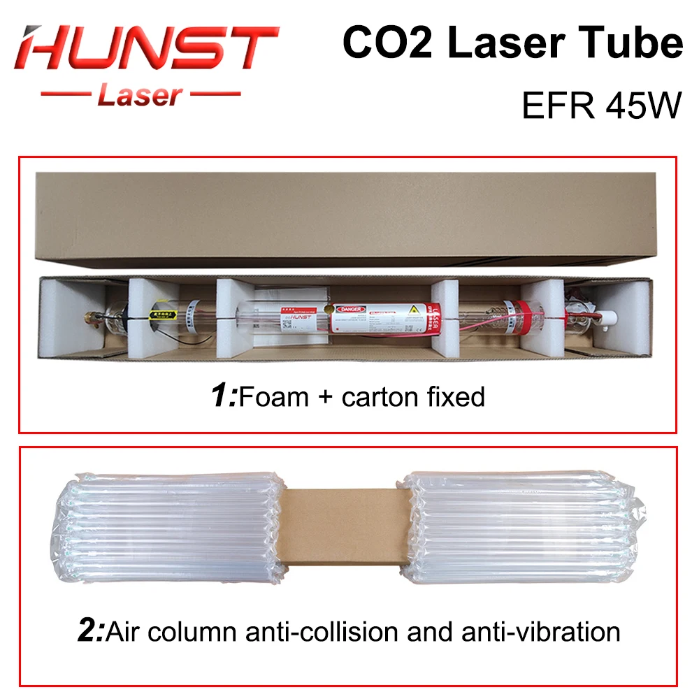 Imagem -06 - Tubo Laser para Máquina de Corte de Gravura Lâmpada de Vidro Efr 45w Diâmetro 50 mm Comprimento 800 mm Hunst-co2