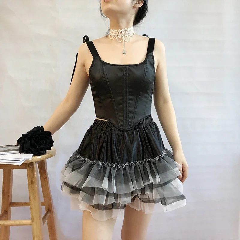 Satin Sexy Jacquard Tube Tank Solid Sleeveless Bandage Hollow Out Slim Skinny Corset Tops Casual Elegant Female Vest