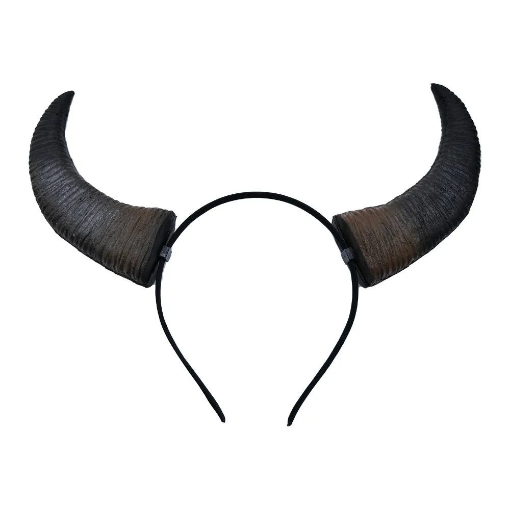 Creative Cosplay Demon Horns Headwear Dark Style Reusable Decorative Headdress Dark Gothic Cow Horn Hair Hoop Carnival Party