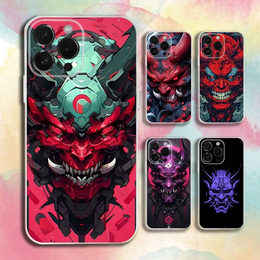 

Samurai Oni Mask Phone Case For iPhone 16,15,14,13,12,11 Plus,Pro,Max,XR,XS,Plus,E,SE4,Mini Transparent Cover