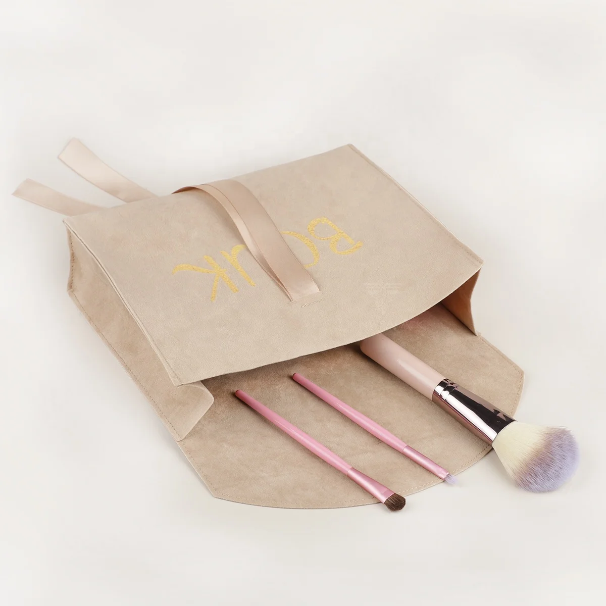 Custom logo makeup tools Lipstick Sunscreen Cream packaging velvet bag luxury envelope flap jewelry pouch for perfume
