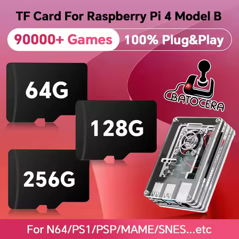 Retro Game Card For Raspberry Pi 4 Model B Built-in 90000+ Games Batocera 39 OS Memory Card For PSP/PS1/N64/SNES/MAME Plug&amp;Play