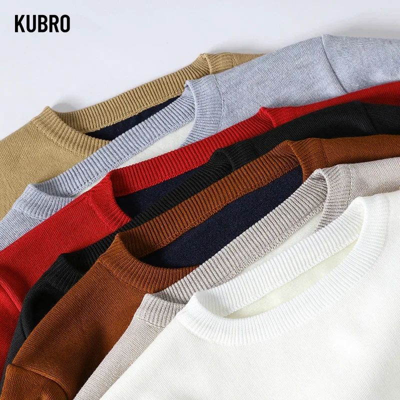 KUBRO Men's Turtleneck Sweaters Men Knitting Pullovers Rollneck Knitted Sweater Warm Fleece Jumper Slim Fit Casual Male Winter