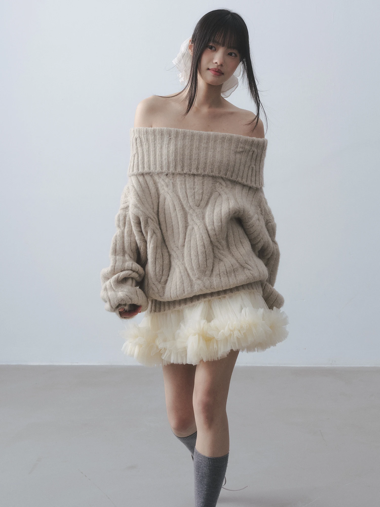 

Юбка-трапеция Oat Milk Skin ort Me Puffy Skirt Sweet Girl с высокой талией, из полиэстера, для повседневной носки, школы, путешествий, свиданий