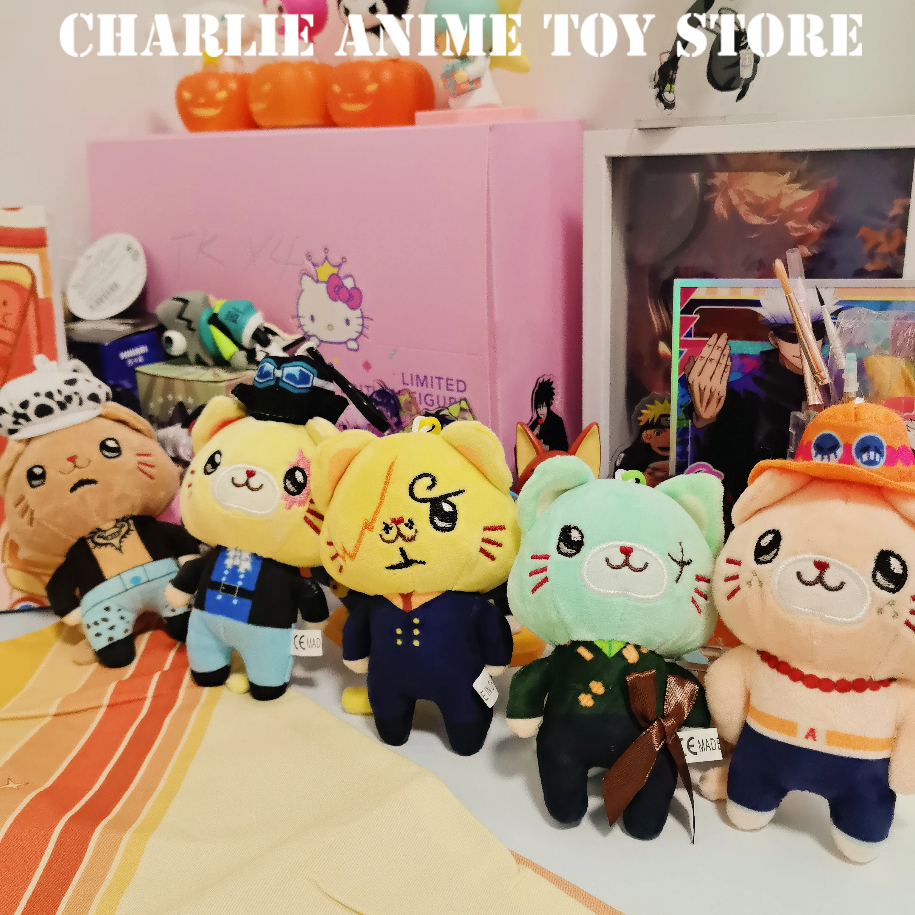 새로운 12cm 밀짚 모자 Luffy 플러시 펜던트 만화 그림 Sanji Zoro Trafalgar 플러시 인형 배낭 장식 열쇠 고리 팬 선물