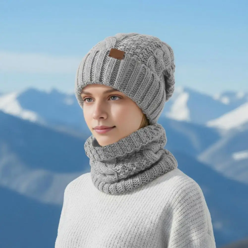 Warm Winter Hat Neck Scarf Breathable Winter Set Women’s Winter Hat Scarf Set Thermal Knit Twist Texture Accessories Warm