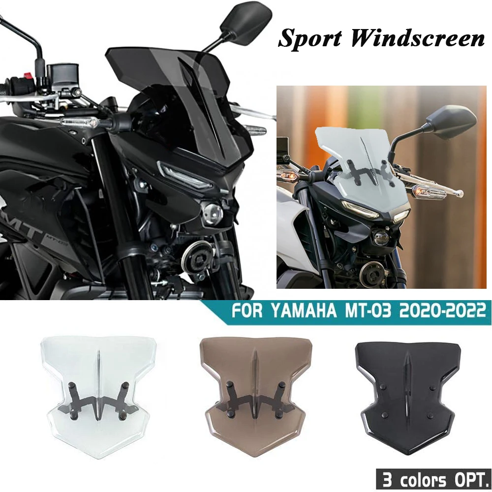 

Motorcycle Windshield Windscreen Airflow Wind Deflector Visor Flyscreen for Yamaha MT-03 MT03 2020 2021 2022 MT 03 Pare-Brise