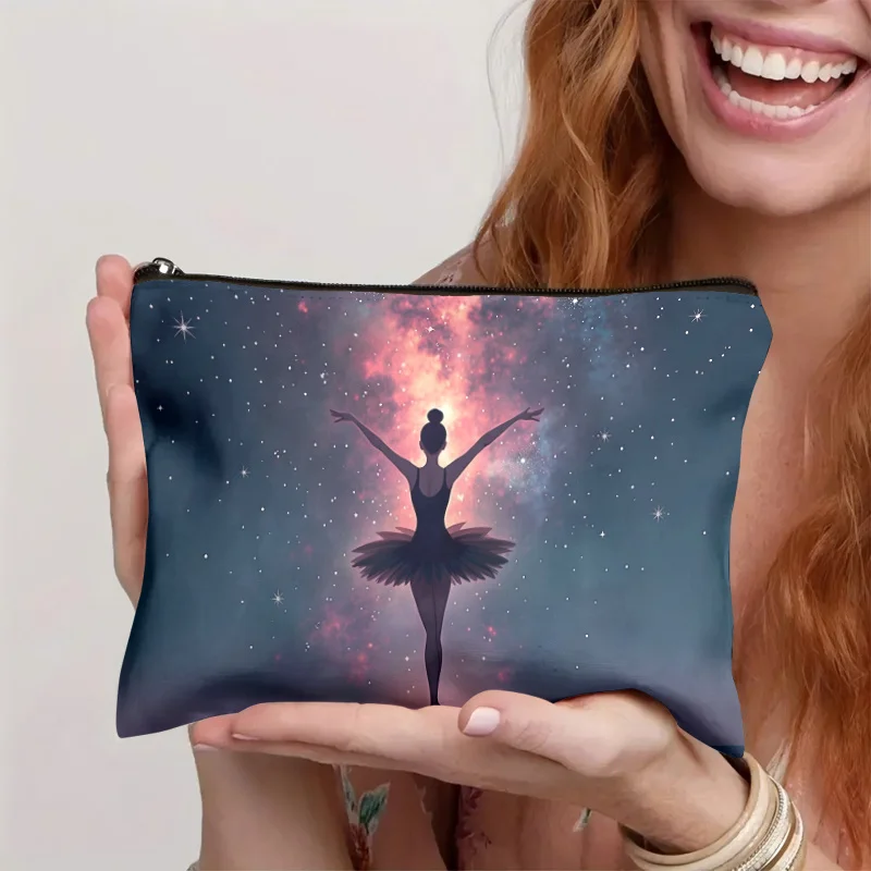 黒のバレエスカート型メイクアップバッグ - 多機能ジッパーポーチ、ジュエリー収納バッグ、旅行に最適な小型ジッパー収納バッグ。