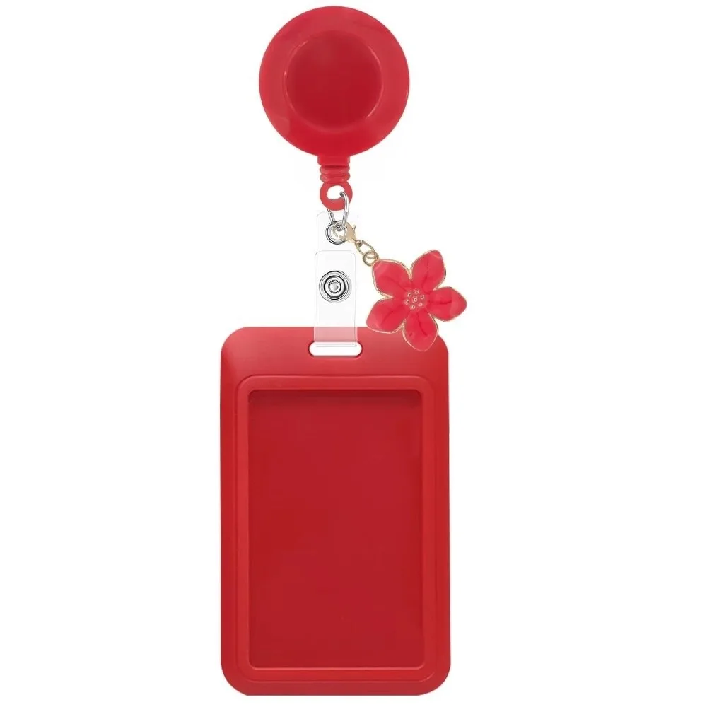 Trendy Colorful Badge Holder 2D Retractable Sliding Badge Holder Flower Charm Badge Reel For Nurse Doctor