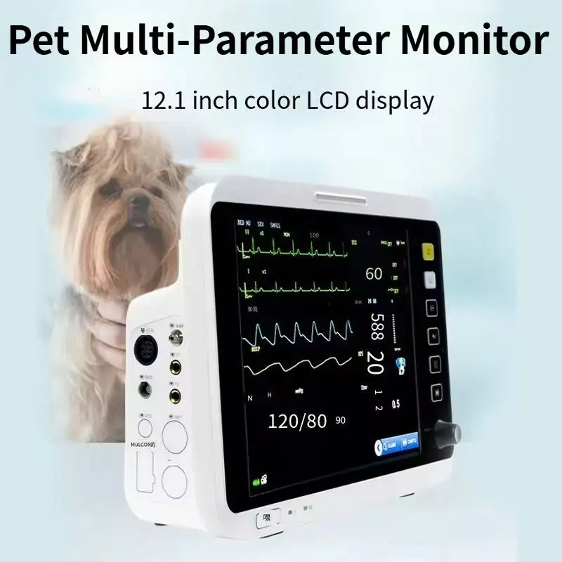 Lcd Portable Multi Parameter Electrocardiogram Heart Rate Sensor Pulse Oximeter Veterinary Animal Monitoring Instrument