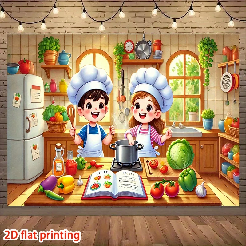 2D-Flachdesign, Cartoon-Baby-Kochkurs, multifunktionales Themen-Partybanner, 1-teilig, geeignet für Familien