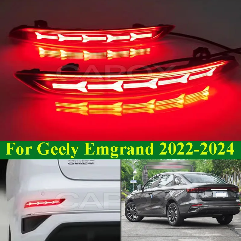 CAPQX 1 Pair Modifying LED Rear Bumper Light Lamp For Geely Emgrand 4th 2022-2024 Rear Bumper Fog Light Fog Lamp Rear Foglight