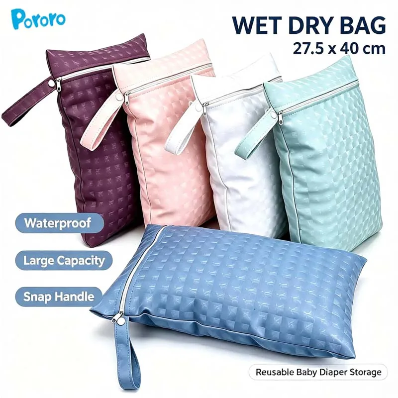 Single Pocket Large Travel Laundry Bag Waterproof Wet Dry Storage Bag Washable Reusable Dirty Clothes Zipper Pouch