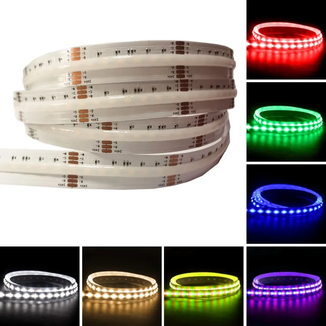 

5m 24v Super Bright 24w/m RGBCCT 840LEDS/M RGB+2700K-6500K Changeable LED Strip 5 in 1 Smart Strip Home Shop Atmosphere Baklight