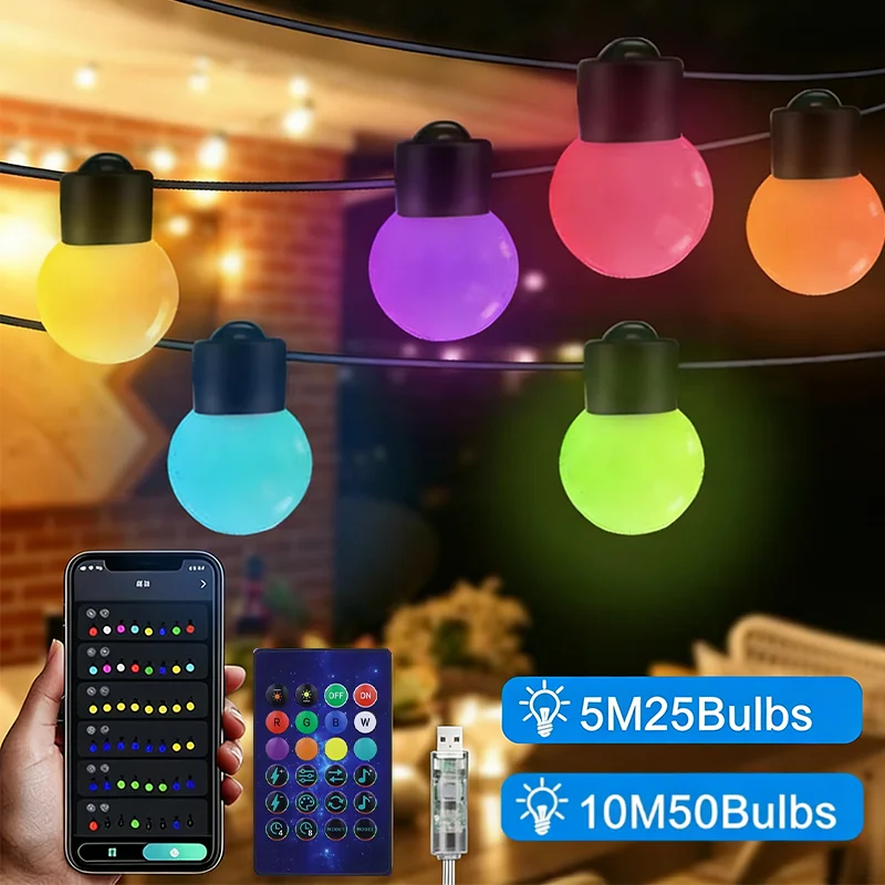 

WS2812B RGB светодиодная гирлянда 10 м 5 м Smart IC APP Bluetooth удаленные гирлянды Dreamcolor Garden Party Рождественский декор