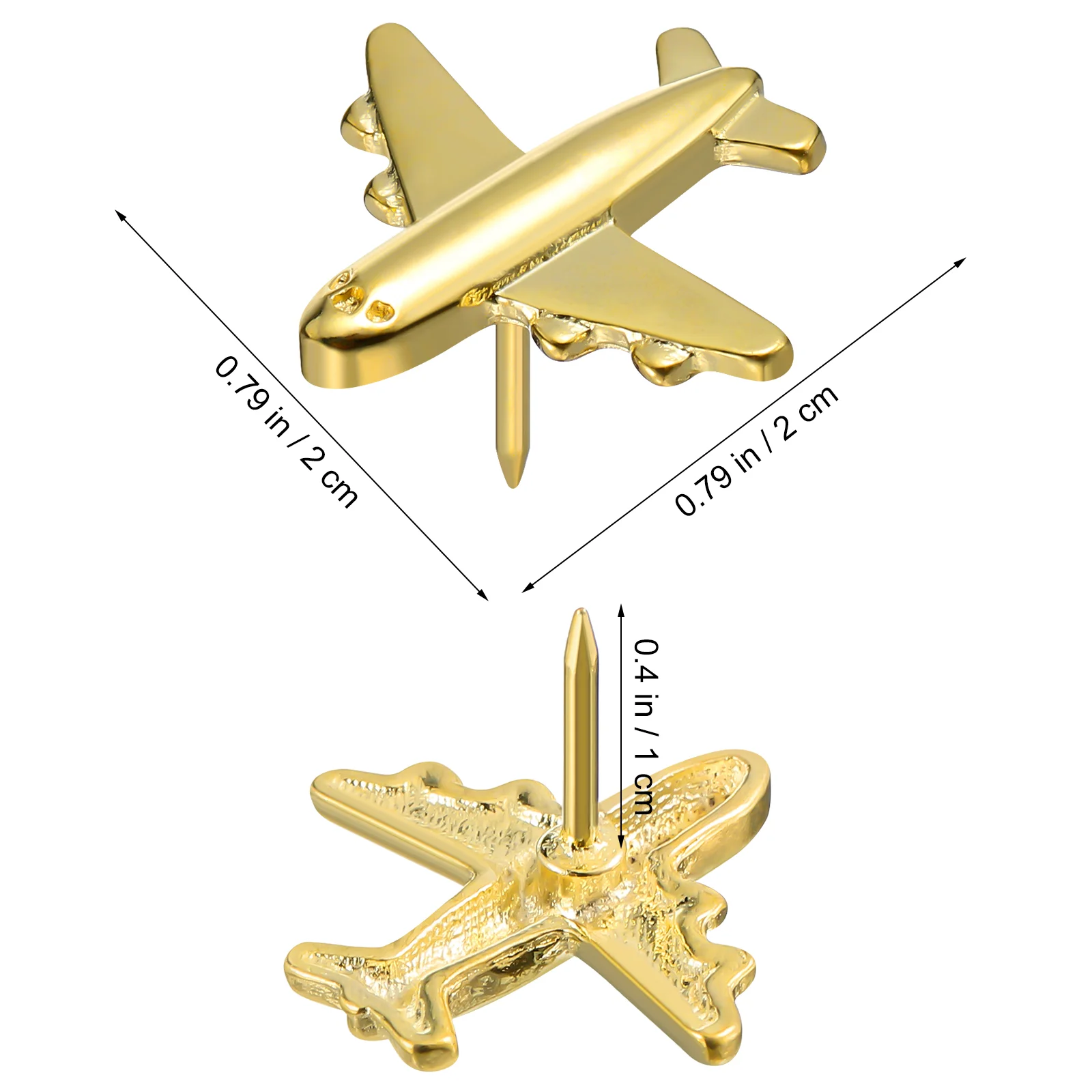 24 buah pesawat Thumbtack pesawat berbentuk paku payung dekoratif tiga dimensi Thumbtack papan buletin emas