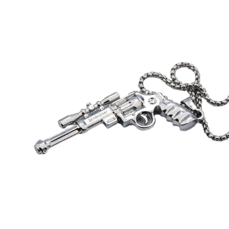 Fashion Hip Hop Punk Pistol Machine Gun Pendant Necklace Men's Rock Trend Cool Cycling Jewelry