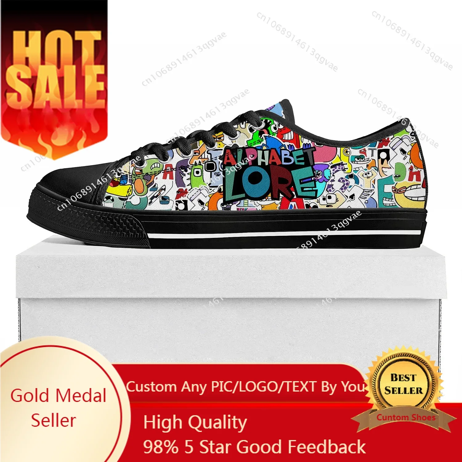 

Alphabet Lore Low Top High Quality Sneakers Mens Womens Teenager Canvas Sneaker Prode Casual Couple Shoes Custom Shoe Black