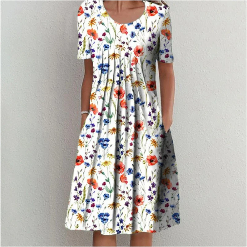 Fashion Elegant Women Dress Loose Casual Dress Women Printed Dress New Temperament