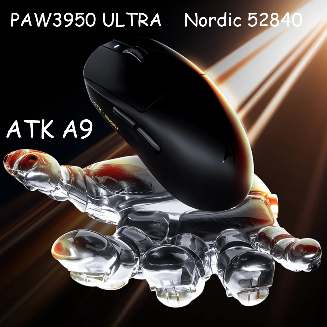 ATK Dragonfly A9 Ultra Wireless Mouse Gaming Ergonomic Office Tri-Mode 8KHZ Lightweighting 53g PAW3950