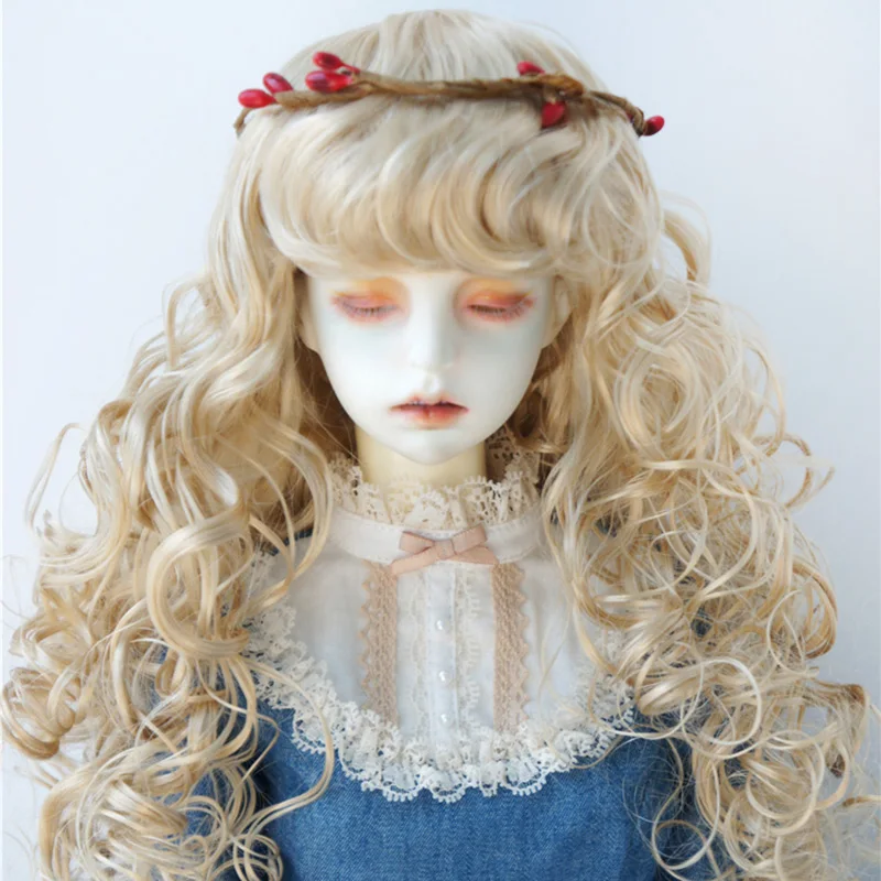 

JD311 1/6 1/4 1/3 вьющийся парик из синтетического мохера BJDS от 6-7 до 10-11 дюймов, длинные волнистые волосы куклы, дешевые аксессуары YOSD MSD SD DOD