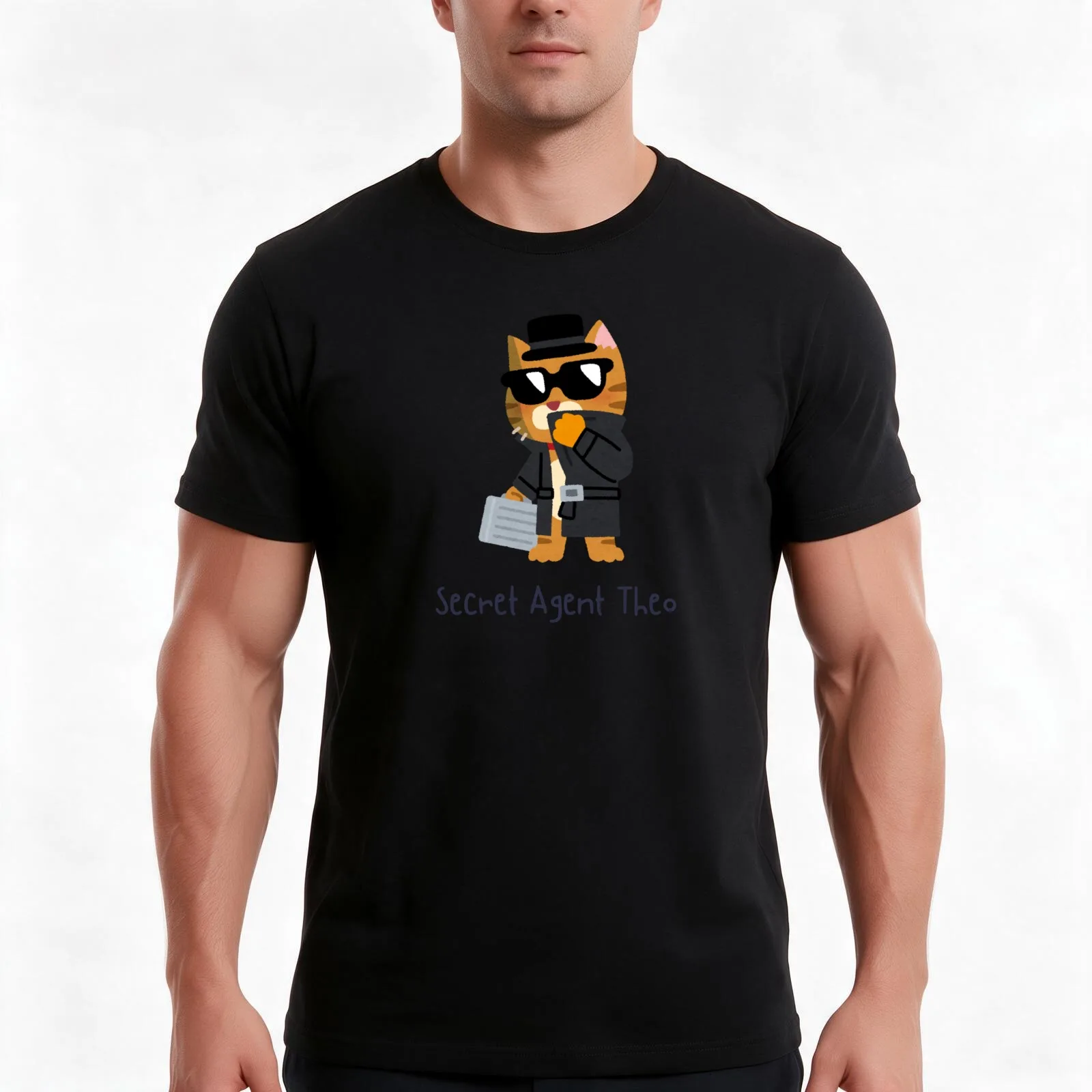 Secret Agent T-Shirt, Summer Casual Cotton Tee, Oversized Streetwear Tops, Vintage Graphic Print, Loose Fit Short Sleeve