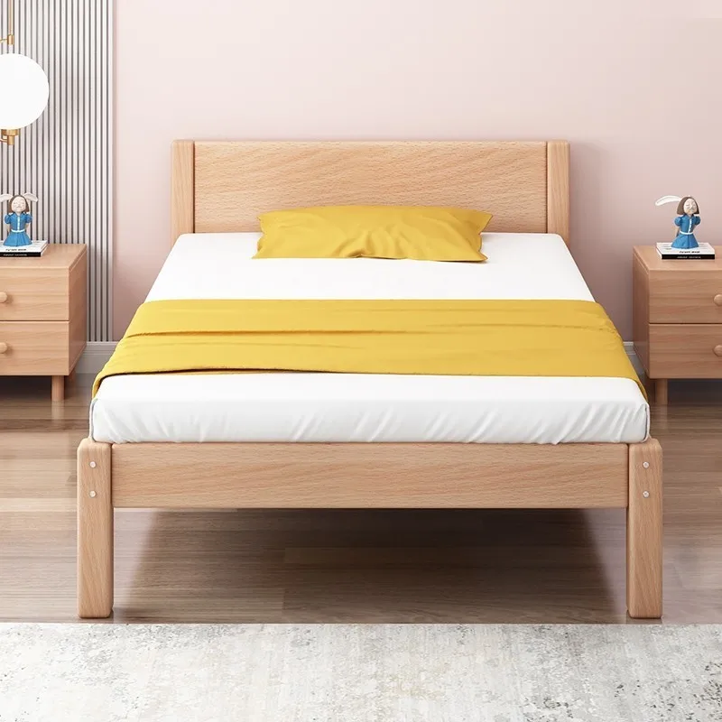 Solid wood children's bed boys and girls simple adult solid wood bed household log beech
