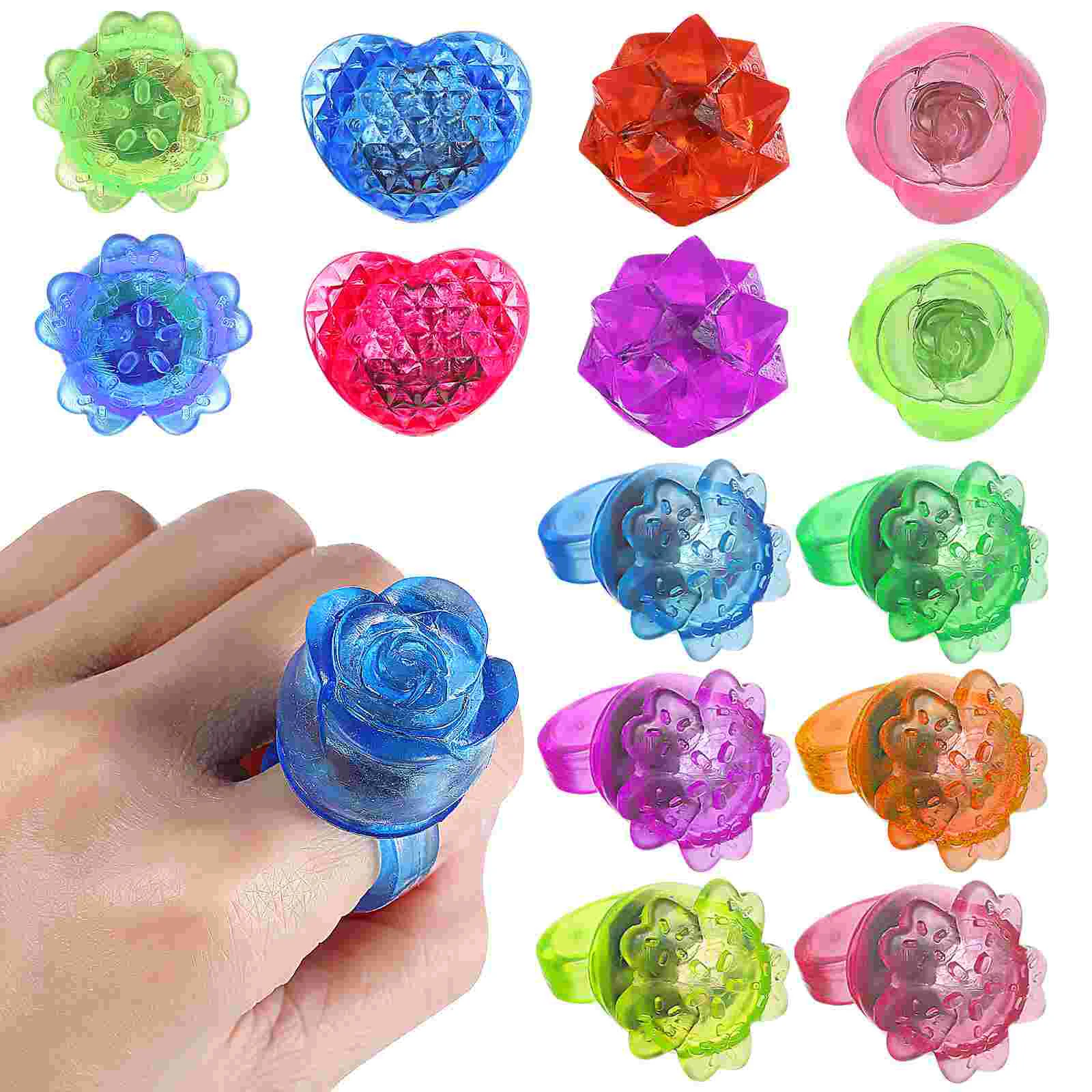 

Pcs Jelly Flashing Rings Light up Finger LED Glowing Party Favor 24 Colors Random Flowers Crowns Hearts for Parties