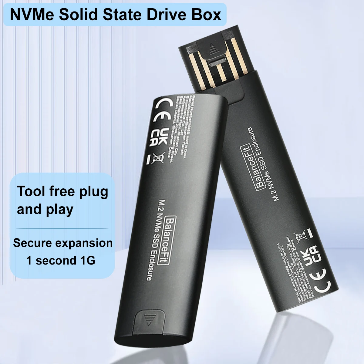 

M.2 NVMe SSD Enclosure Adapter Aluminum Case USB C 3.1 Gen2 10Gbps to NVMe PCIe External Box for 2230/2242/2260/2280 M2 NVMe SSD